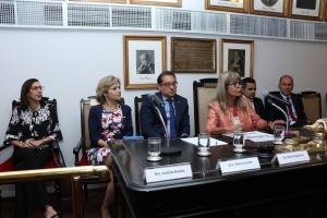 Da esq. para a dir., Juliana Bracks, Sílvia Correia, Daniel Apolônio Vieira, Rita Cortez, Pedro de Souza Gomes Milioni e Paulo Renato Fernandes da Silva