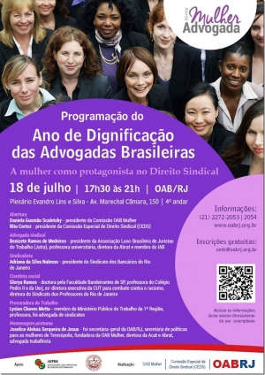 Programação do Ano de Dignificação das Advogadas Brasileiras - A mulher como protagonista no Direito Sindical