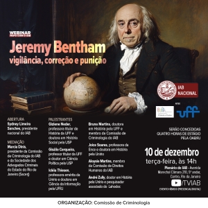 Instituto dos Advogados realizará debate sobre ideias do filósofo Jeremy Bentham