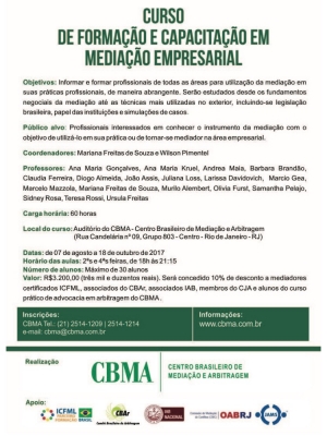 Curso de Formação e Capacitação em Mediação Empresarial