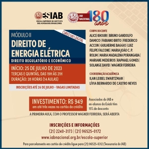 Esiab realiza curso online de Direito de Energia Elétrica, com primeira aula aberta