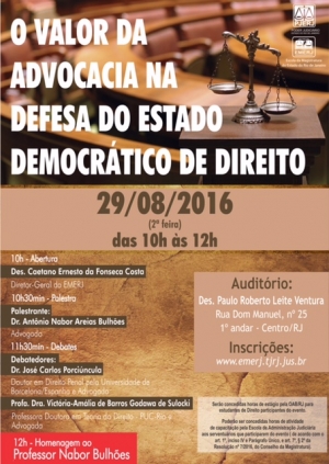 Palestra O valor da Advocacia na Defesa do Estado Democrático de Direito
