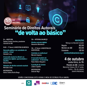 Mercado musical e uso de IA nas artes serão debatidos em seminário de Direitos Autorais do IAB