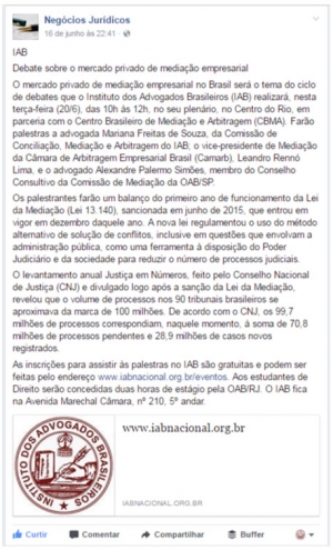 IAB promove debate sobre o mercado privado de mediação empresarial