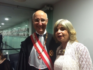 O novo presidente do TST, ministro Ives Gandra Martins Filho, e a 2ª vice-presidente do IAB, Rita Cortez 