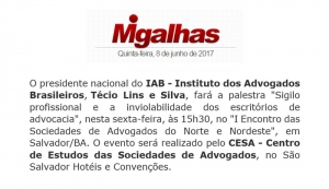 Técio faz palestra em Salvador sobre sigilo profissional