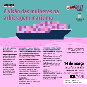 Instituto dos Advogados realizará debate sobre a visão feminina na arbitragem marítima