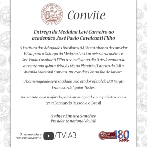 IAB | Convite para Sessão de Entrega de Medalha Levi Carneiro