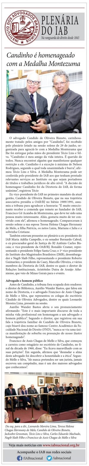 Candinho é homenageado com a Medalha Montezuma