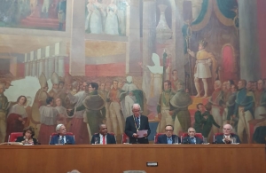 Da esq. para a dir., Lúcia Maria Paschoal Guimarães, Hariberto de Miranda Jordão Filho, Maurício Vicente Ferreira Junior, Victorino Coutinho Chermont de Miranda, Luis Carlos Abritta, Carlos Francisco Moura e Arno Wehling