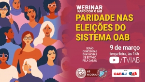  Fundo rosa com imagens de desenhos de mulheres representando diferentes etnias no lado esquerdo do card. No lado direito, em cima, aparece o nome do evento e, na parte inferior, as logomarcas do Instituto dos Advogados Brasileiros, do selo da campanha 'Vacina para todos, é prioridade', além das dos apoiadores, bem como das informações sobre dia, hora e local de transmissão do evento.