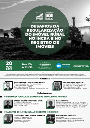 [EMERJ] Desafios da Regularização do Imóvel Rural no INCRA e no Registro de Imóveis