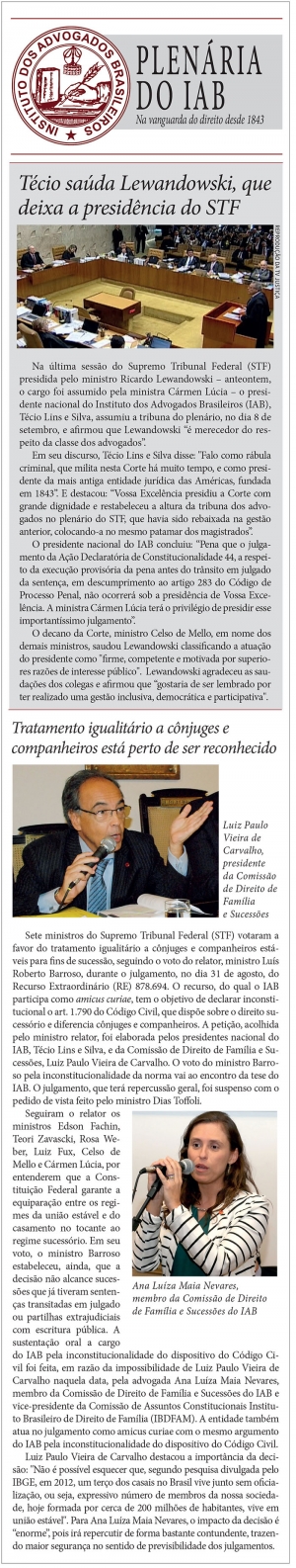 Técio saúda Lewandowski, que deixa a presidência do STF