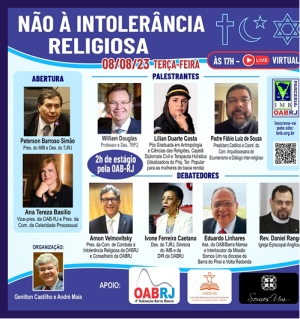 Webinar IMB/OABRJ - &quot;Não à Intolerância Religiosa&quot;