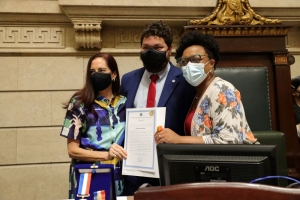 Da esq. para a dir., Fernanda Pedrosa, Rodrigo Mondego e Tainá de Paula