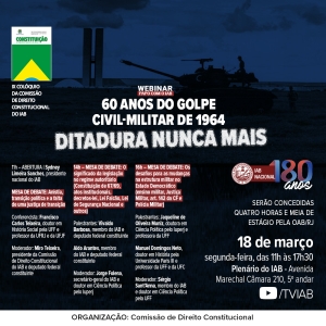 IAB | Webinar- Papo com o IAB - 60 anos do golpe civil-militar de 1964 - Ditadura nunca mais