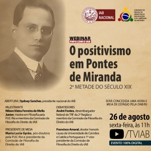 Pontes de Miranda será tema de webinar da Comissão de Filosofia do Direito do IAB