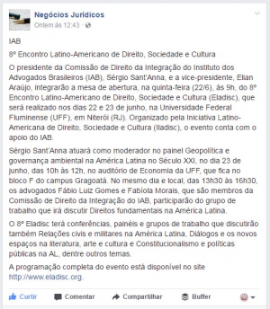 IAB participa do 8º Encontro Latino-Americano de Direito, Sociedade e Cultura