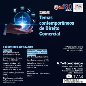 IAB irá promover evento sobre temas contemporâneos de Direito Comercial a partir desta segunda-feira