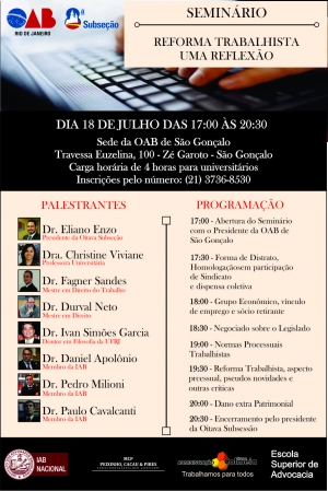 Seminário Reforma Trabalhista uma reflexão