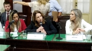Marcia Dinis faz sua exposição na audiência pública realizada na Alerj