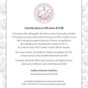 IAB | Convite para os 181 anos do IAB