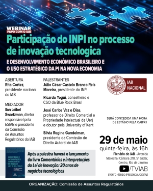 Presidente do INPI fará palestra no IAB sobre uso estratégico da propriedade industrial