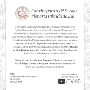 Convite para a 15ª Sessão Plenária Híbrida do IAB