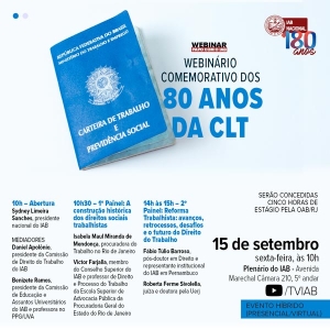 Direito do Trabalho será tema de debate em evento sobre os 80 anos da CLT promovido pelo IAB