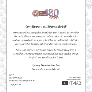 IAB - Convite para os 180 anos