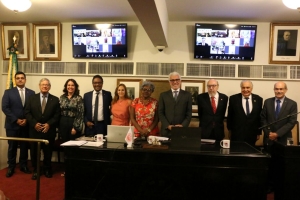 Da esq. para a dir., Marcus Paulus Rosa, Carlos José da Rosa, Leila Pose Sanches, Waldemar Antonio Bezerra, Marisol Velo, Edmée da Conceição Cardoso, Carlos Eduardo Machado, Sérgio Tostes, José Pires da Cunha e Raldênio Bonifácio Costa