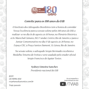 IAB - Convite para os 180 anos