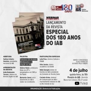 Instituto dos Advogados lançará revista nesta quinta-feira em celebração a seus 180 anos