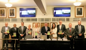 Da esq. para a dir., José Gabriel Assis de Almeida, João Manoel de Lima Jr., Gustavo Fuscaldo Couri, Jeanne da Silva Machado, Teresa  Pantoja, Sydney Limeira Sanches, Érica Guerra, Joaquim de Paiva Muniz, Fábio Böckmann Schneider e Luiz César Martins Loques