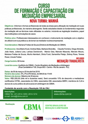 Curso de Formação e Capacitação em Mediação Empresarial