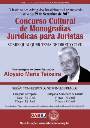 Concurso Cultural de Monografias Jurídicas para Juristas - Homenagem ao desembargador Aloysio Maria Teixeira