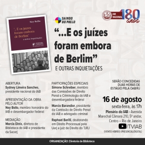 IAB | Saindo do Prelo - &quot;...E os juízes foram embora de Berlim&quot;  e outras inquietações.