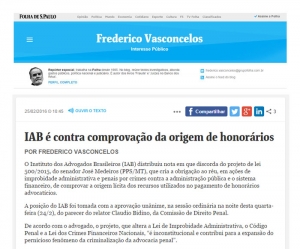 IAB é contra a comprovação da origem de honorários