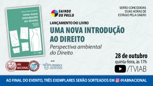 Livro sobre Direito Ambiental será lançado no canal TVIAB no YouTube, na quinta-feira