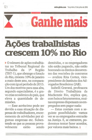 Ações trabalhistas crescem 10% no Rio