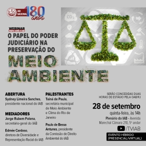 IAB realizará evento para debater o papel do Judiciário na preservação do meio ambiente