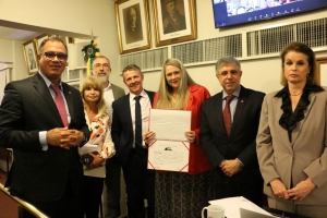 Da esq. para a dir., Jorge Rubem Folena, Rita Cortez, Rogério Borba Filho, César Gomes de Sá, Litiane Motta Marins Araújo, Sydney Limeira Sanches e Adriana Brasil Guimarães