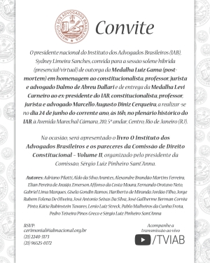 Sessão Solene Híbrida de outorga da Medalha Luiz Gama, entrega da Medalha Levi Carneiro e apresentação  de Livro