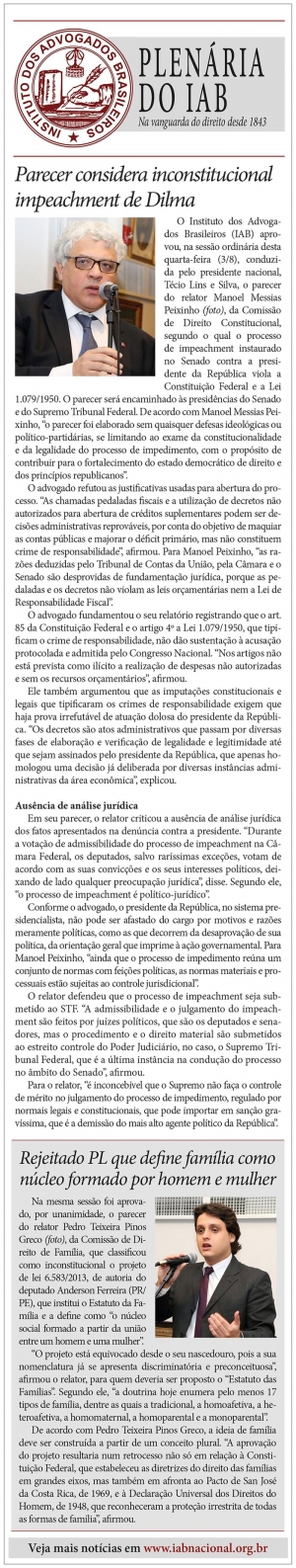 Parecer considera inconstitucional impeachment de Dilma