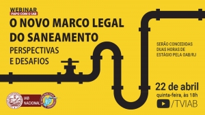 Instituto promove debate sobre novo marco legal do saneamento, na quinta-feira, às 18h 