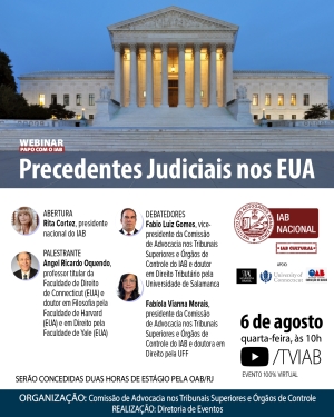 Professor da Faculdade de Direito de Connecticut fará palestra no IAB sobre os precedentes judiciais nos EUA