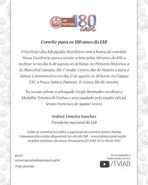 IAB - Convite para os 180 anos
