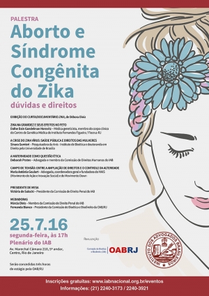 Palestra Aborto e Síndrome Congênita do Zika - dúvidas e direitos