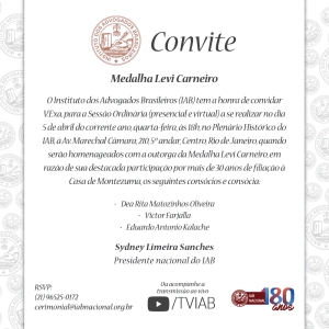 Convite Medalha Levi Carneiro