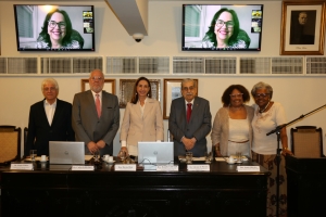 Da esq. para a dir., Sérgio Niskier, Carlos Schlesinger, Marcia Dinis, Talvane de Moraes, Sonia Oliveira e Edmée da Conceição Cardoso